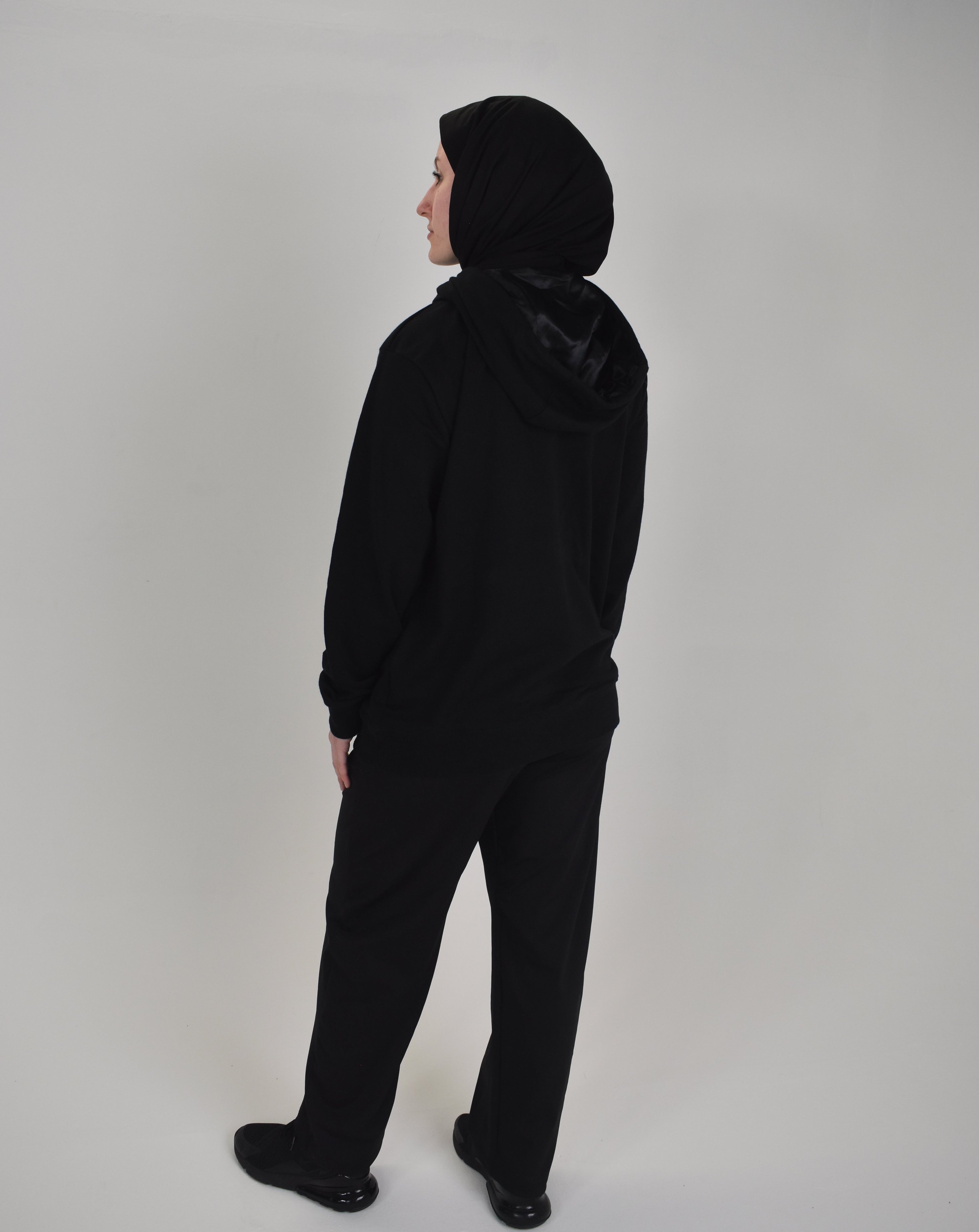 Silk Lined Hoodie Black