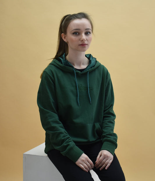 Silk Lined Hoodie - Forest Green